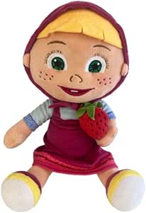 MASHA E ORSO Peluche MASHA Seduta con Fragola DA COLLEZIONE - Altezza 25cm - Multicolore - Collezione per adulti