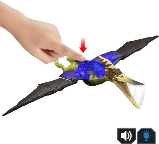 Mattel Jurassic World - Ptenarodon Ruggito Selvaggio, dinosauro snodabile con mandibola multidirezionale, mossa d'attacco e suoni inclusi, giocattolo...