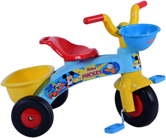 Triciclo primipassi Topolino Disney bici a tre ruote per bambini da 1 a 3 anni triciclo con pedali e cestino portagiochi
