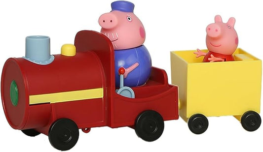 Peppa Pig - Il Treno di Nonno Pig con rimorchio e 2 Figure Ruote Che girano, dai 3 Anni in su