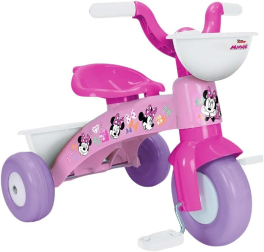 Triciclo primipassi Minnie Disney bici a tre ruote per bambini da 1 a 3 anni triciclo con pedali e cestino portagiochi