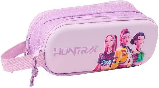 K-POP Demon Hunters - ICONIC -ROSA Astuccio doppio 3D, astuccio per bambini, ideale per bambini in età scolastica, comodo e versatile, qualità e resistenza, 21 x 6 x 8 cm
