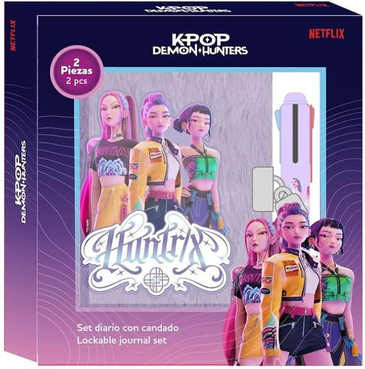 K-POP Demon Hunters - STATIONERY - Set diario con lucchetto, ideale per bambini, comodo e versatile, resistenza, 10,5 x 14,8 cm