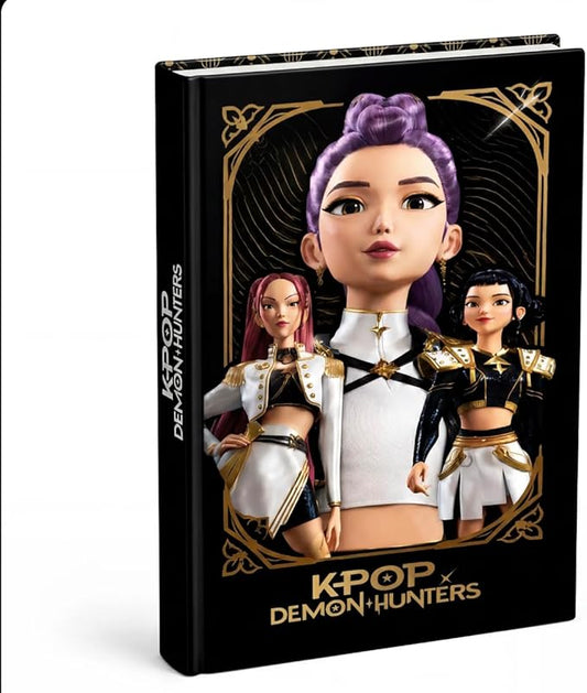 K-POP Demon Hunters Diario DATATO  Copertina Rigida Nera e Oro – Notebook da Collezione con Personaggi HUNTR/X – Regalo per Fan K-Pop, Ragazze, Adolescenti