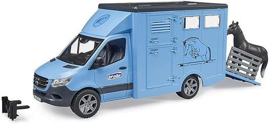 bruder 02674 - Mercedes Benz Sprinter trasporto animali con 1 cavallo, cortile per cavalli, fattoria