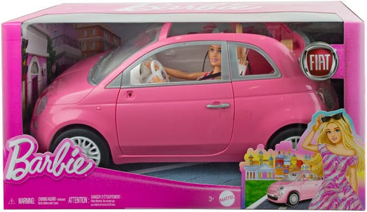 Barbie Fiat 500 Rosa Cabrio con Bambola e Penna Power Flexy, Giocattolo per Bambini 3+ Anni