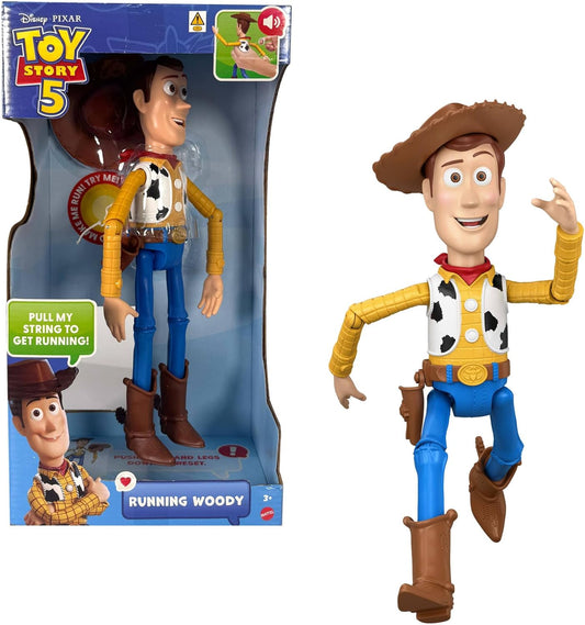 Mattel Disney Pixar Toy Story 5 - Running Woody, action figure da 30+ cm con 50 frasi e suoni dal film, tirando la cordicella Woody muove braccia e gambe...