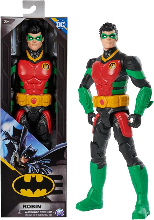 DC Comics, Action Figure Robin Armatura, Supereroe Giocattolo in Scala, Personaggio Mondo Batman Alto 30 cm, Supereroe con 11 Punti di Articolazione, Giochi per Bambini e Bambine, 3+ anni