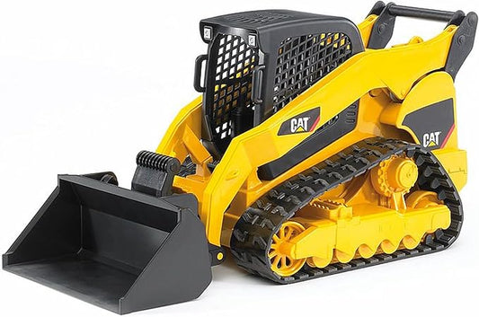 bruder 02136 - Pala cingolata compatta Cat con adattatore anteriore, veicolo da costruzione, cantiere, pala caricatrice, giocattolo