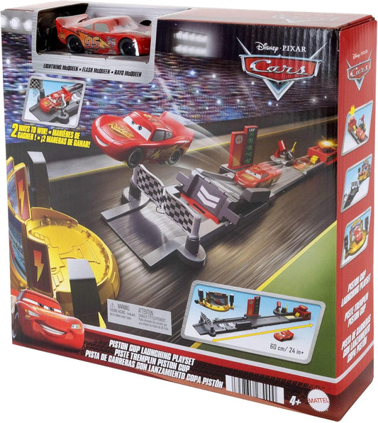 Mattel CARS - Pista di Lancio Piston Cup, set lungo 50+ cm con salti