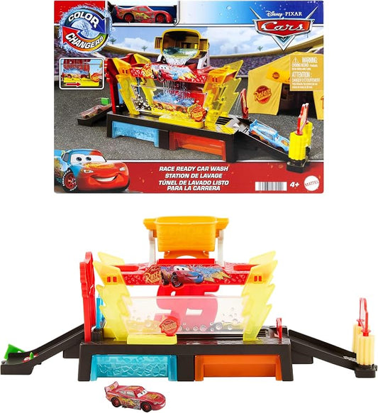 Mattel Disney Pixar Cars Autolavaggio per la Corsa Cambia Colore Playset