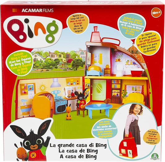 Giochi Preziosi Casa Bing Giocattolo, Playset con 2 Personaggi - Bing e Flop, Giochi Bambini 1 Anno e Mezzo +, Casa con Accessori Interattivi, 2 Piani e 3 Stanze Complete di Accessori della Serie TV