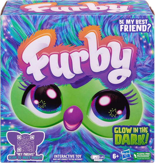 Furby Galassia Edizione Fosforescente, 15 accessori di moda, giocattoli interattivi in peluche per bambini dai 6 anni, animatronica vocale