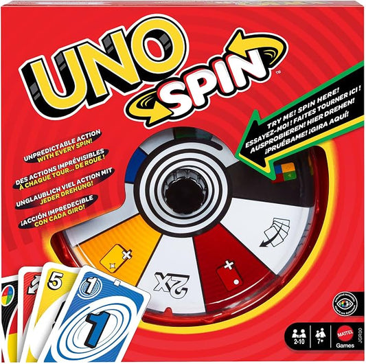 Mattel Games UNO Spin, gioco di carte, 2-10 giocatori, 7+ anni