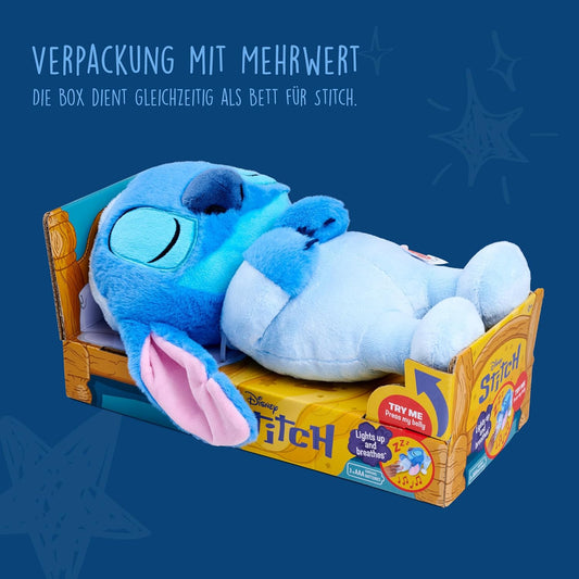 Simba - Peluche Stitch Dormiglione con Suoni, 31 cm, Funzione di respirazione, luce e musica rilassante. Adatto da 0 mesi. Licenza ufficiale Disney,6315870637