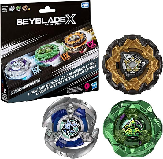 Beyblade X, Pack de compétition X-Treme, inclut 3 toupies de compétition Beyblade X conçues par Takara Tomy, dès 8 Ans