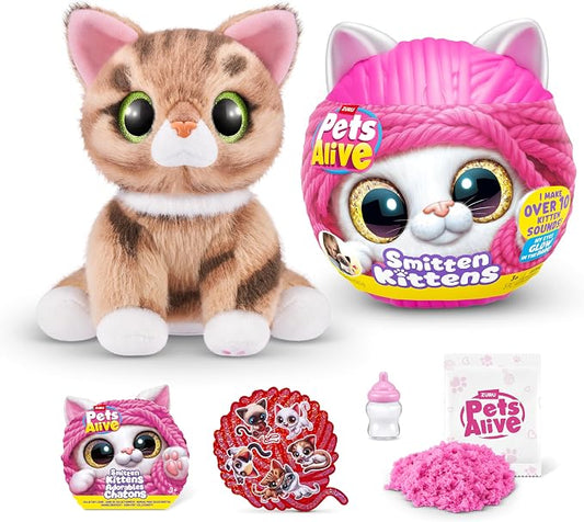 Pets Alive Smitten Kittens Surprise, Ginger, Nurture Play, Soft Toy Unboxing, Interactive, 10 Sounds, Ultra Soft Plushies, Adopt Electronic Pet Kitten