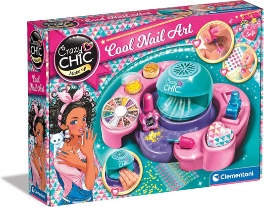 Clementoni - Set per Decorare Unghie Bambina, Crazy Chic Cool Nails, Gioco Creativo, Atelier Unghie con Smalti e Macchina Asciugasmalto
