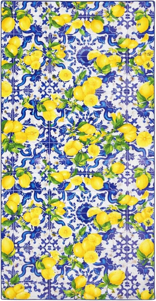 Telo mare 100x180 cm Limoni Gialli Realistici Stile Mediterraneo Asciugatura Rapida Leggero Morbido Telo Spiaggia Grande Piscina