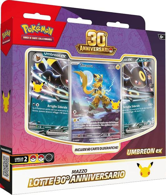 Pokémon: Mazzo Lotte Umbreon-ex dell’espansione 30° Anniversario del GCC Pokémon (un mazzo di 60 carte pronto all’uso e accessori), Edizione in Italiano