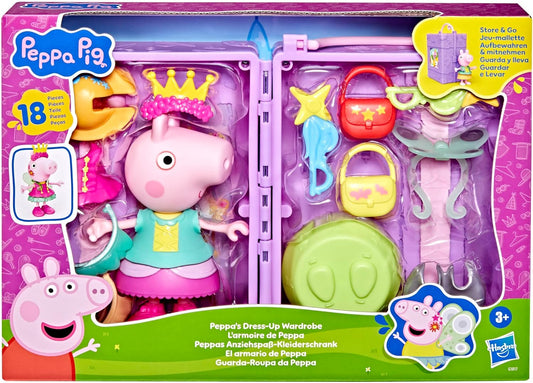 Peppa Pig Hasbro, Guardaroba di Peppa, Set di Giocattoli per Bambini e Bambine dai 3 Anni in Su, Ottima Idea Regalo, Include Action Figure di Peppa, 14 Accessori e Sticker