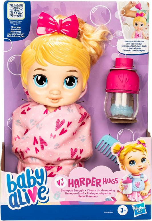 Baby Alive - Harper Hugs Bolle rilassanti - Set da gioco per bambini per giocare in acqua - Capelli biondi - 28 cm - Giocattolo per ragazzi e ragazze a partire dai 3 anni