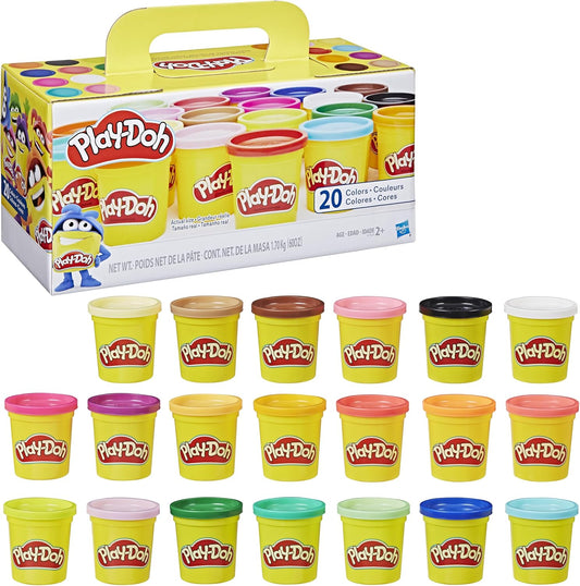 Play-Doh Confezione Super Color, Set di Plastilina Creativa da 20 Vasetti di Pasta Modellabile di Diversi Colori,