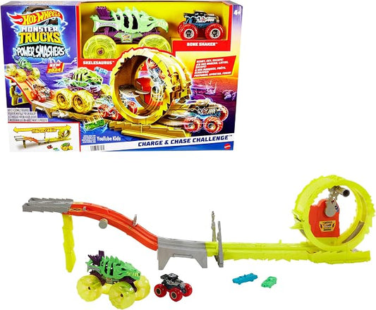Hot Wheels Monster Trucks Charge & Chase Challenge e 2 Veicoli