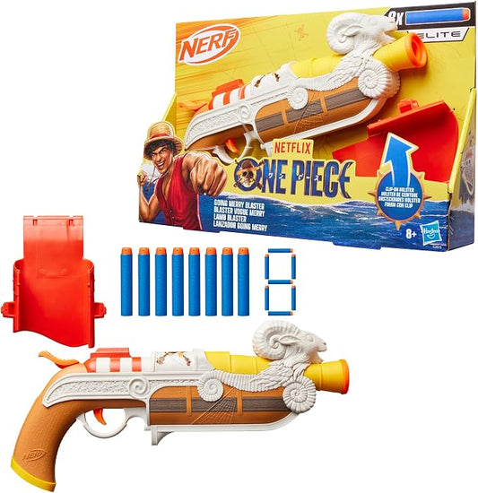 Nerf Netflix, blaster One Piece Going Merry, fondina agganciabile, 8 dardi Nerf Elite, ispirato alla serie Netflix, giocattoli e regali per bambini e bambine dagli 8 anni in su