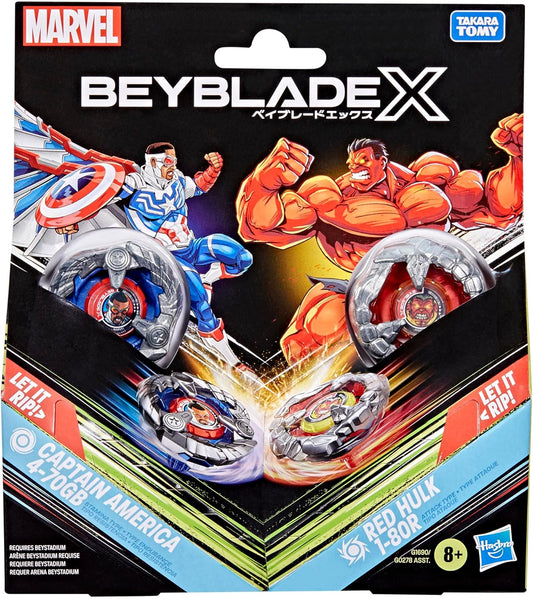 Hasbro Beyblade X in collaborazione con Marvel, Captain America 4-70GB vs. Red Hulk 1-80R