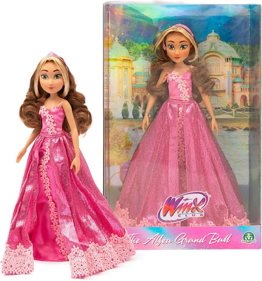 WINX BAMBOLA27 cm Snodata con Abito da Ballo Rosa e Diadema, Giocattolo per Bambina e Bambini dai 4 Anni in su