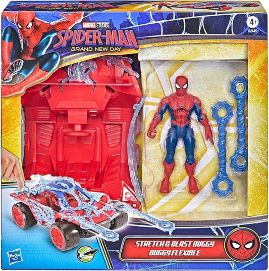 Hasbro Marvel Studios Spider-Man: Brand New Day, ActionVerse, Stretch & Blast Buggy, set con action figure e veicolo, da 11,4 cm, giocattoli di supereroi, dai 4 anni in su