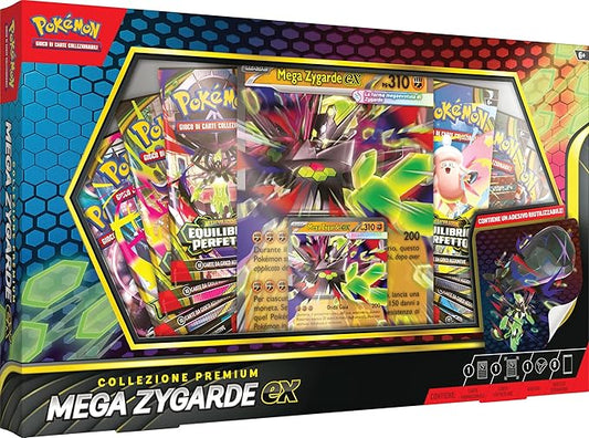 Pokémon: collezione premium Mega Zygarde-ex del GCC Pokémon (una carta promozionale, una carta lenticolare gigante, un adesivo e otto buste di espansione), Edizione in Italiano