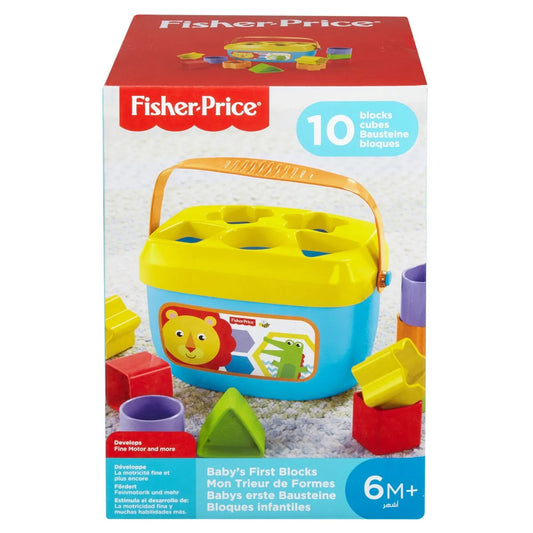 Fisher-price, secchiello con formine, 10 blocchi colorati, per bambini dai 6 mesi in su