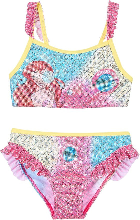 Disney Bikini Bambina Ariel e Vaiana Costume da Bagno Due Pezzi Principesse