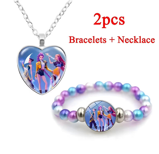 Set personalizzato di collana a cuore e bracciale con perline ispirato al Kpop