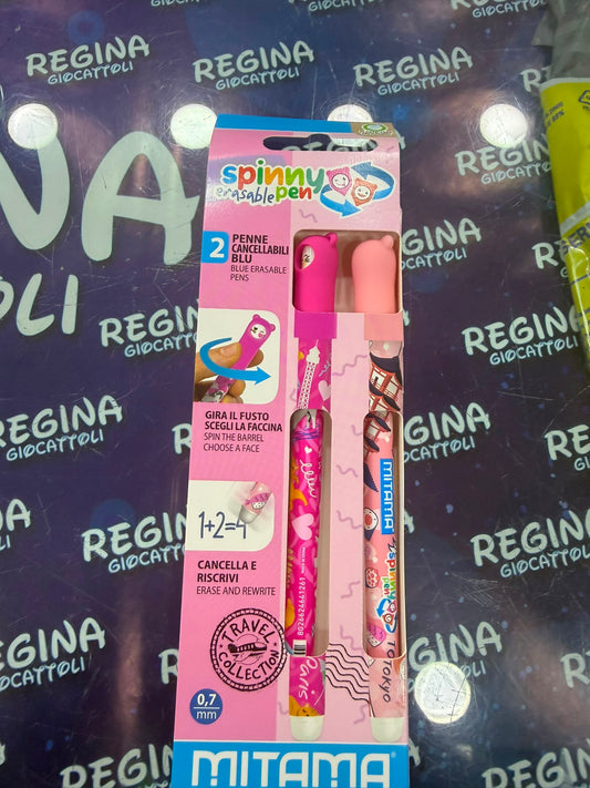 Set 2 Penne Cancellabili Spinny Pen, Punta 0,7 Mitama COLORE BLU INCHIOSTRO