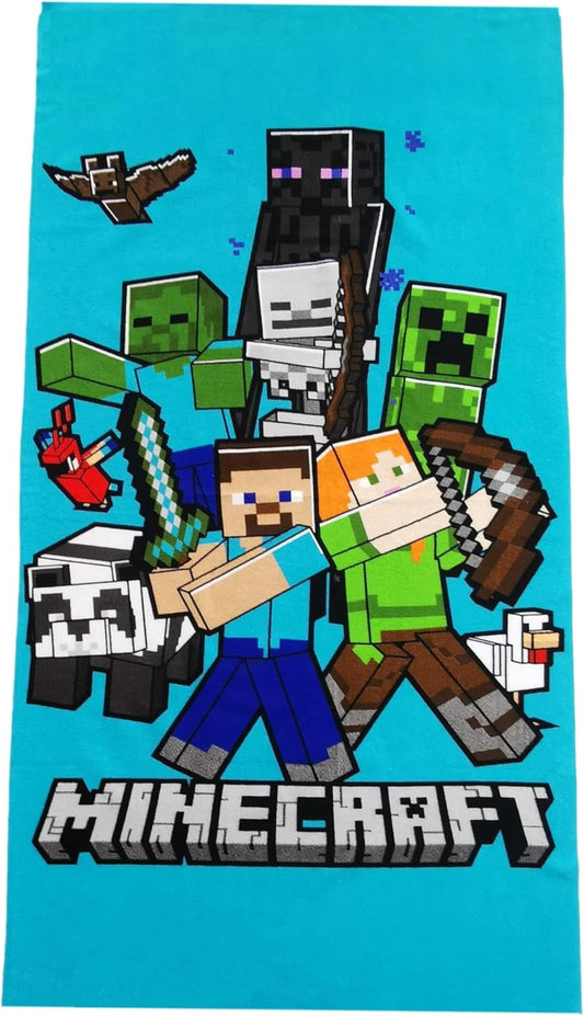 Asciugamano da bagno per bambini, 70 x 140 cm, in poliestere (Minecraft