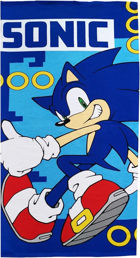 telo mare, asciugamano da bagno, 70 x 140 cm, regalo per ragazzi, in microfibra (Sonic)