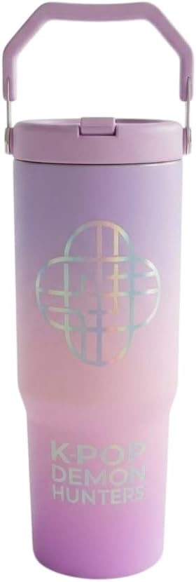 Borraccia KPOP Bambina 850ml in Acciaio Inox, Bottiglia Termica con Cannuccia e Manico,