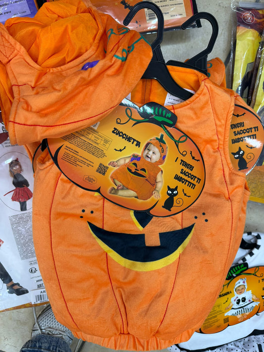 HALLOWEEN VESTITO ZUCCA 6-12 MESI