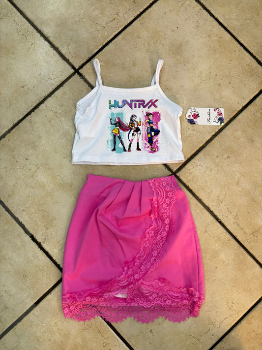 COMPLETO PIZZO KPOP ROSA 2PZ