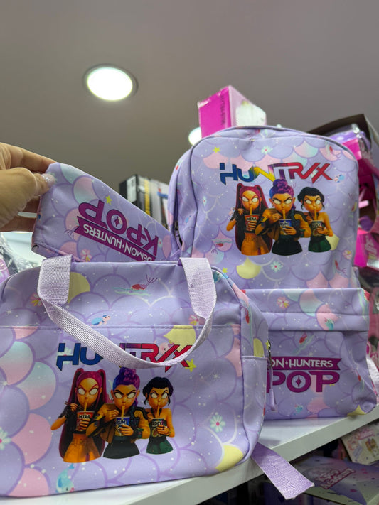 ZAINO 3 PEZZI KPOP elementari LILLA
