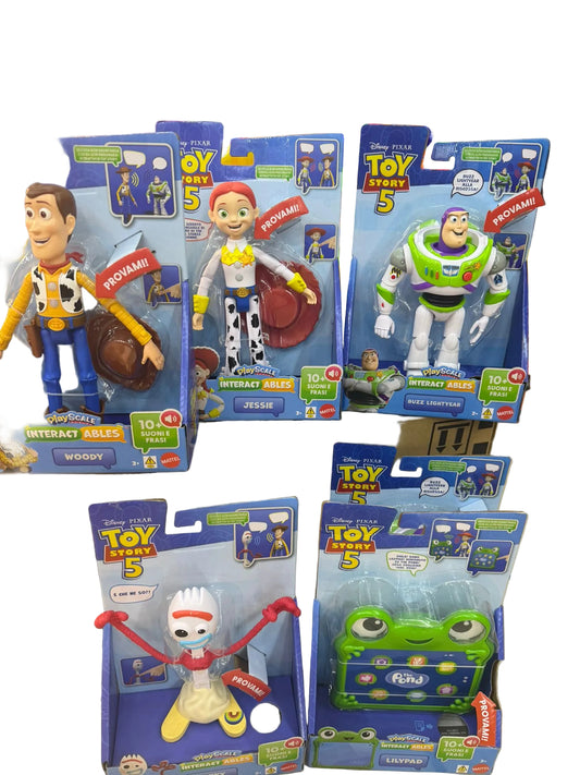 Mattel Disney Pixar Toy Story 5 -, personaggi interattivi da 18cm che ripete le frasi del film e interagisce con gli altri personaggi della serie quando sono vicini,