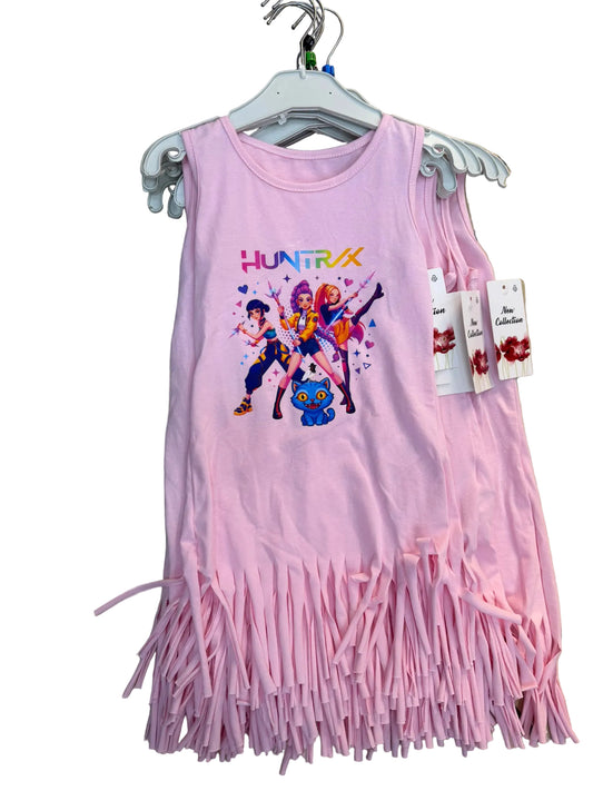 VESTITO KPOP CON FRANGE FUCSIA E ROSA