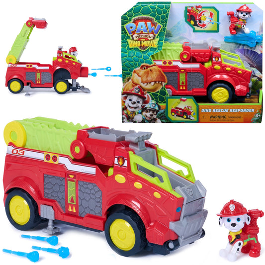 PAW Patrol Dino Rescue Responder – veicolo dei pompieri di Marshall con personaggio e proiettili (25 cm)