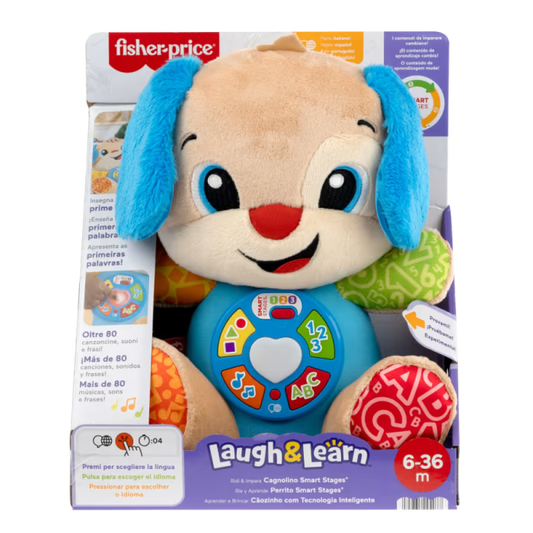 Fisher-Price – Cagnolino Smart Stages Ridi e Impara – Peluche musicale – Da 6 mesi