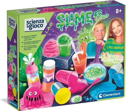 Clementoni Scienza e Gioco Laboratorio Slime Fluo Kit di Esperimenti per Bambin